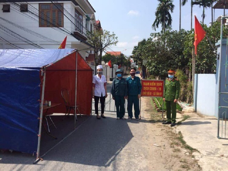 Huyện Tứ Kỳ (Hải Dương) phong tỏa 1 cụm dân cư sau khi ghi nhận 1 ca nhiễm Covid-19. (Ảnh: IT).