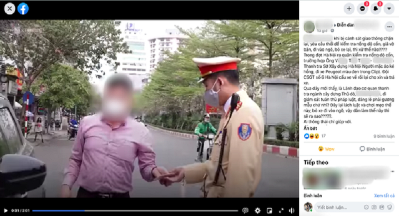 Câu chuyện được đăng tải trên mạng xã hội có nội dung cho rằng, một lãnh đạo Thanh tra Sở Xây dựng Hà Nội đã 'lách luật và chơi mẹo' để 'né' việc kiểm tra nồng độ cồn của lực lượng CSGT.