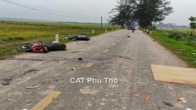 Địa điểm xảy ra vụ tai nạn giao thông làm 5 người chết, 2 người bị thương ở Phú Thọ. (Ảnh: Công an tỉnh Phú Thọ).