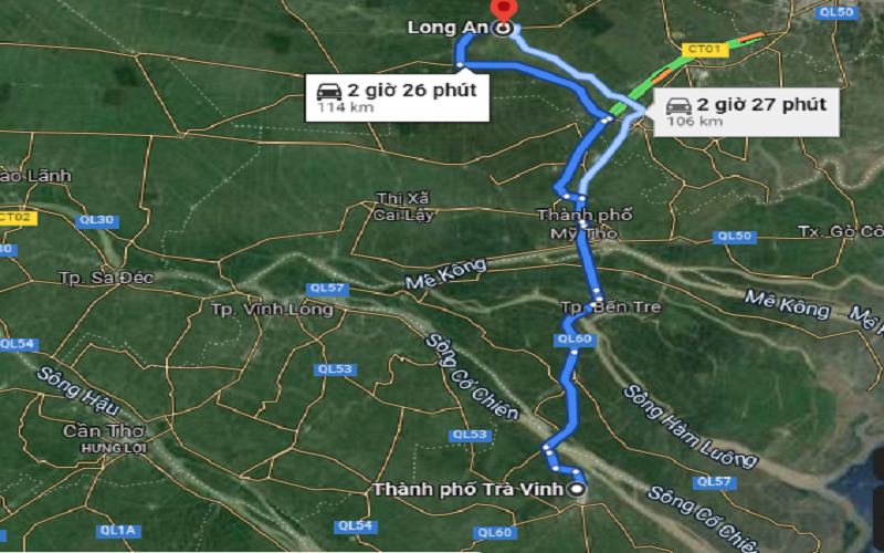 Chặng đường từ Long An đến Trà Vinh dài 110 KM.