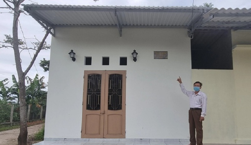 Ngôi nhà Mái ấm tình thương của ca sĩ Đàm Vĩnh Hưng và các nhà hảo tâm xây tặng cho bà Nguyễn Thị Lời trị giá 62 triệu đồng.