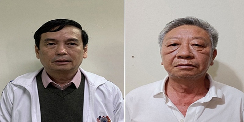 Bị can Nguyễn Văn Định - Giám đốc CDC Nghệ An (trái) và Nguyễn Thành Danh - Giám đốc CDC Bình Dương.