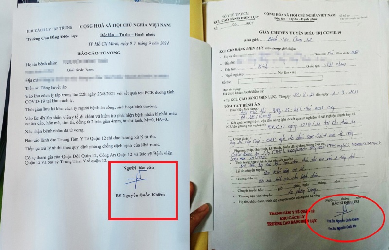 Nhiều giấy tờ do bác sĩ giả Nguyễn Quốc Khiêm ký, thậm chí có cả dấu đóng.