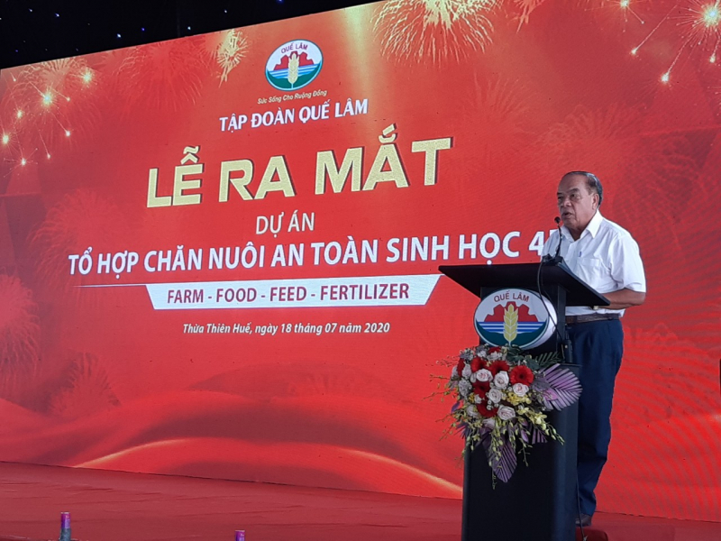 Ông Nguyễn Hồng Lam, Chủ tịch HĐQT Tập đoàn Quế Lâm phát biểu.