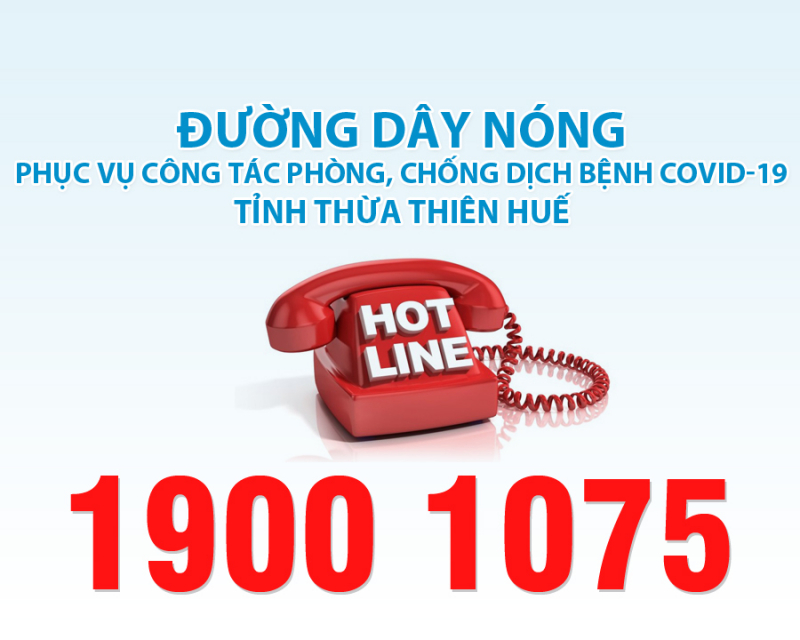 Đường dây nóng phục vụ công tác phòng, chống dịch bệnh Covid-19 tỉnh Thừa Thiên Huế.