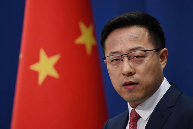 Phát ngôn viên Bộ Ngoại giao Trung Quốc Triệu Lập Kiên ( Zhao Lijian) tại cuộc họp báo hàng ngày tại Bắc Kinh hôm 8/4/2020.