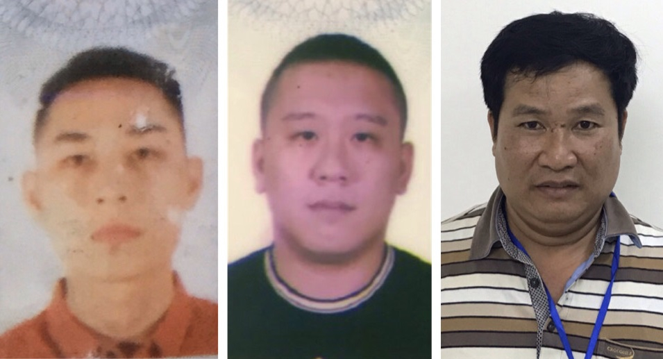 Danh sách 3 bị can bị khởi tố tiếp trong vụ án Nhật Cường gồm: Mai Tiến Dũng (áo đỏ), Nguyễn Bảo Trung (áo đen)và Phạm Văn Hiệp (áo kẻ ngang).
