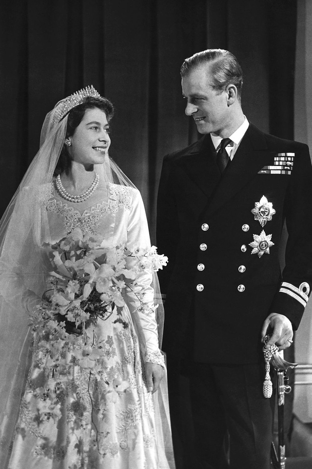  1947: Công chúa Elizabeth trong hôn lễ diễn ra vào mùa thu năm 1947.