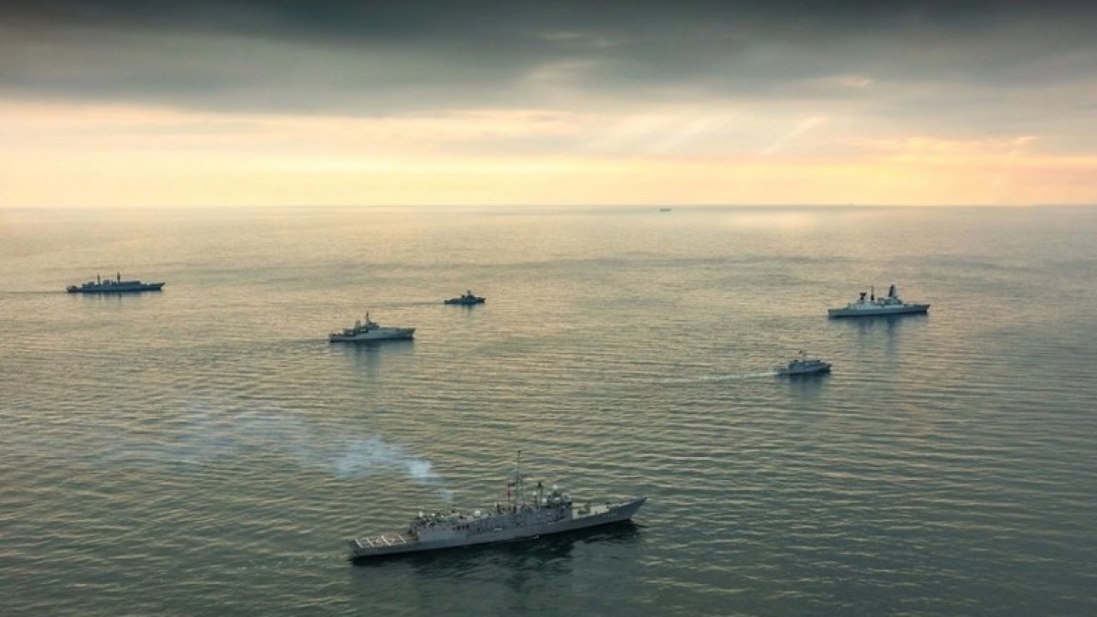 Tàu chiến các nước NATO tham gia tập trận hải quân ở Biển Đen năm 2018. Ảnh: Hải quân Hoàng gia Anh