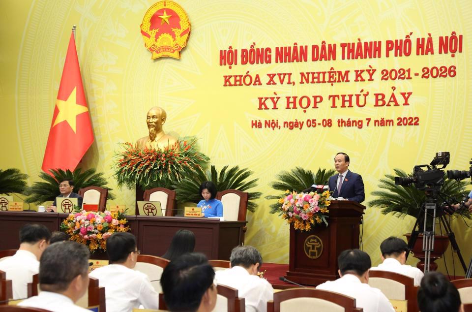  Chủ tịch HĐND TP Hà Nội Nguyễn Ngọc Tuấn phát biểu tại phiên chất vấn và trả lời chất vấn tại Kỳ họp