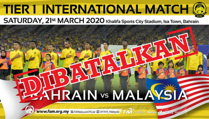 Malaysia xác nhận hủy trận giao hữu.