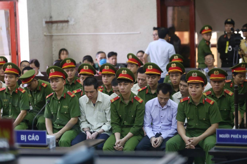 Các bị cáo ở phiên tòa phúc thẩm vụ nữ sinh giao gà ở Điện Biên bị sát hại.
