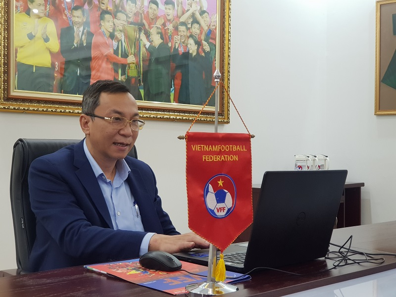 Phó chủ tịch Thường trực LĐBĐVN Trần Quốc Tuấn tham dự cuộc họp trực tuyến của Ban Thường vụ AFC.