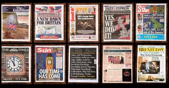 Các tiêu đề nổi bật về Brexit trên các báo lớn của Anh và châu Âu. Ảnh: Metro