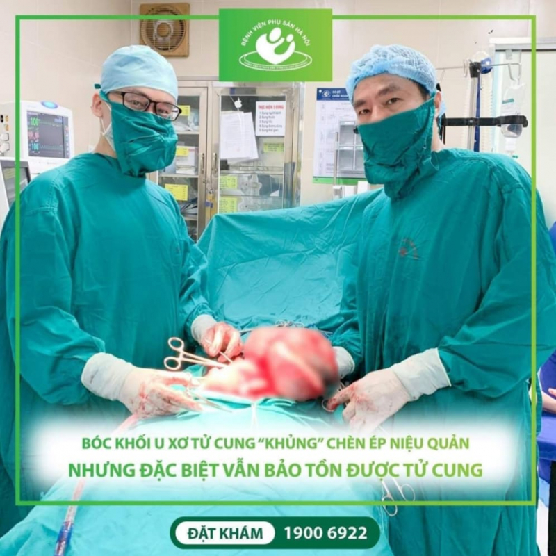 Bệnh viện Phụ sản Hà Nội cũng đã thực hiện thành công bóc khối U xở tử cung chèn ép niệu quản và vẫn bảo tồn được tử cung