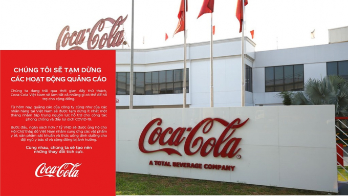 Theo đó từ hôm nay (20/3), Coca-Cola tuyên bố tạm dừng các hoạt động quảng cáo của các nhãn hàng ít nhất một tháng.