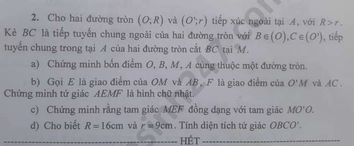 Đề thi môn Toán vào lớp 10 tỉnh Tiền Giang năm 2020