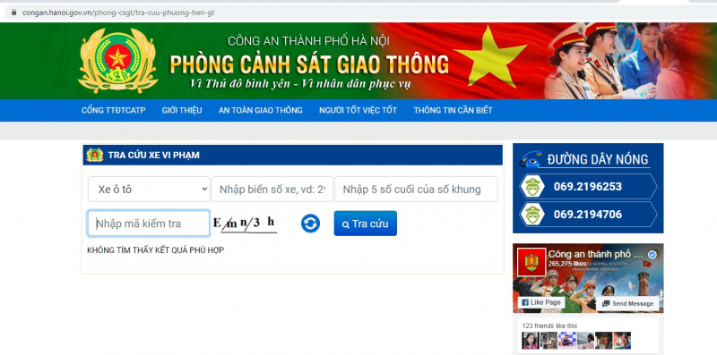 Cách tự tra cứu online xe vi phạm giao thông tại Hà Nội.