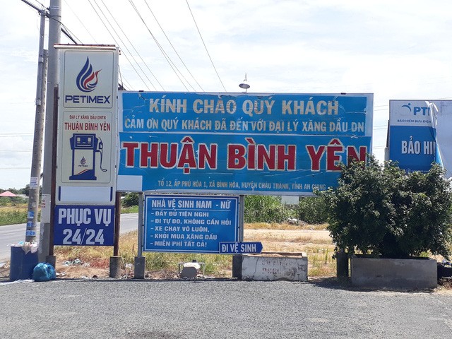  Cây xăng của Đại lý xăng dầu Thuận Bình Yên nằm trên đường quốc lộ 91, thuộc xã An Hòa, huyện Châu Thành, tỉnh An Giang.
