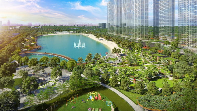 Imperia Smart City nằm ngay sát công viên trung tâm hồ điều hòa rộng 10,2 ha