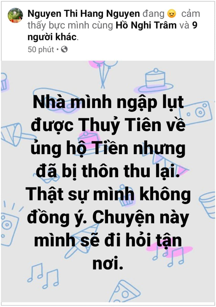 Thông tin đăng tải trên tài khoản Facebook “Nguyen Thi Hang Nguyen” sáng ngày 29/10/2020