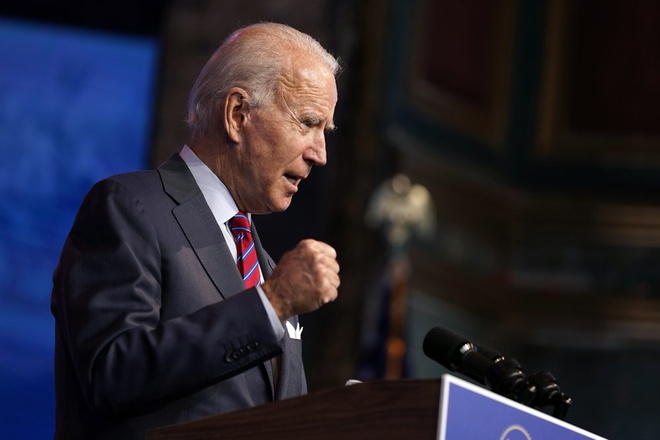 Cựu Phó tổng thống Mỹ Joe Biden được truyền thông tuyên bố là người chiến thắng cuộc đua vào Nhà Trắng năm 2020. Ảnh: AP.