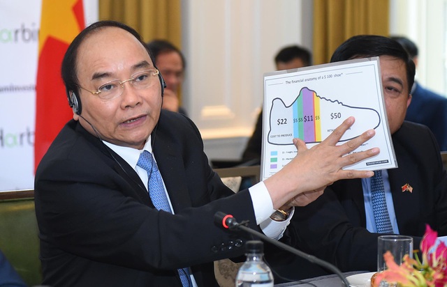 Thủ tướng Nguyễn Xuân Phúc tại một hoạt động xúc tiến đầu tư trong chuyến thăm Hoa Kỳ năm 2017 (ảnh: VGP)