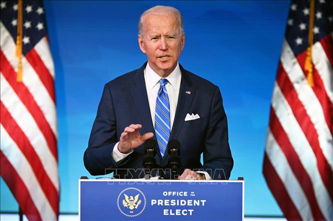 Tổng thống đắc cử ở Mỹ Joe Biden phát biểu tại thành phố Wilmington, bang Delaware, Mỹ, ngày 14/1/2021. Ảnh: AFP/TTXVN