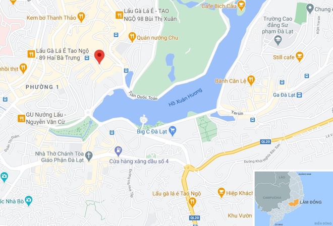 Đường Phan Bội Châu, TP Đà Lạt, nơi xảy ra vụ việc. Ảnh: Google Maps.