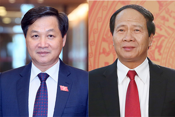 Tổng thanh tra Chính phủ Lê Minh Khái và Bí thư Thành ủy Hải Phòng Lê Văn Thành được Quốc hội phê chuẩn giữ chức Phó thủ tướng, sáng 8/4.