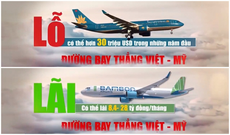 Nhận định khác nhau của Vietnam Airlines và Bamboo Airways về bài toán kinh tế của đường bay Việt - Mỹ.