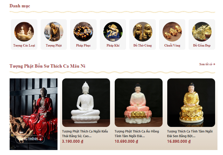 Tôn tượng Phật Thích Ca Mâu Ni trên VatphamPhatgiao.com
