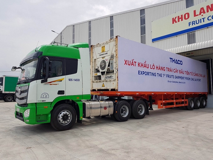 30 container chuối do Công ty Cổ phần Sản xuất, Chế biến và Phân phối Nông nghiệp THADI (thuộc Tập đoàn Thaco) đã được xuất khẩu qua cảng Chu Lai để sang Thanh Đảo (Trung Quốc)  
