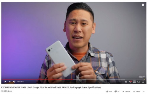 Kênh youtube This is Tech Today bật mí về smartphone Pixel 3a và Pixel 3a XL  