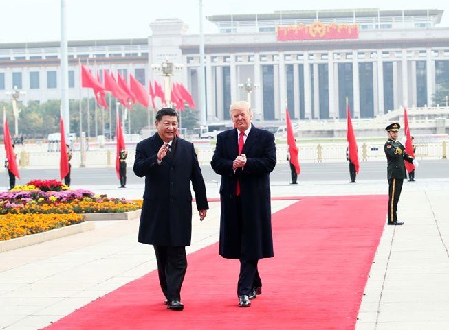 Ông Trump gặp ông Tập tại Bắc Kinh năm 2017. Ảnh: Tân Hoa Xã