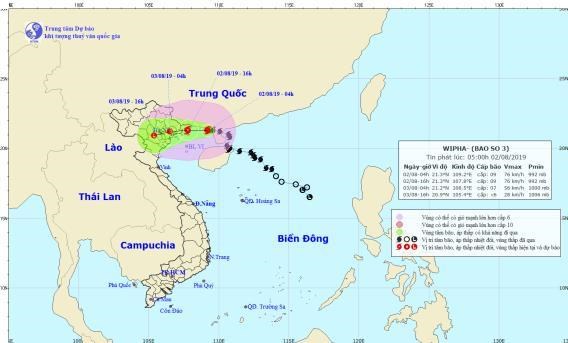 Hướng di chuyển của bão số 3. (Nguồn: nchmf.gov.vn)