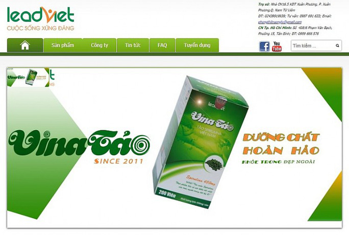 Cục ATTP từng cảnh báo quảng cáo trên một số trang web về thực phẩm bảo vệ sức khỏe Vina Tảo có dấu hiệu lừa dối người tiêu dùng