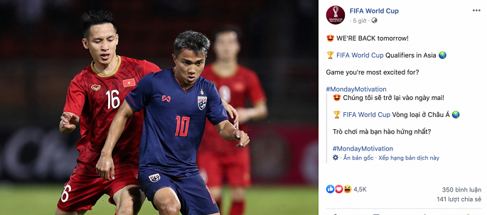 FIFA chọn trận Việt Nam vs Thái Lan là trận cầu tiêu biểu cho những cuộc thư hùng hấp dẫn nhất loạt trận tối nay.  