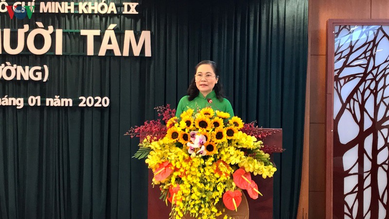 Chủ tịch HĐND TPHCM Nguyễn Thị Lệ phát biểu tại kỳ họp