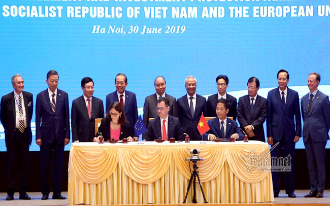 Lễ ký kết Hiệp đinh EVFTA hồi tháng 6/2019. (Ảnh: VietNamnet)