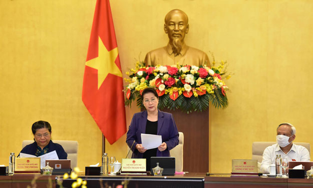 Chủ tịch Quốc hội Nguyễn Thị Kim Ngân phát biểu tại phiên họp thứ 47 của Ủy ban Thường vụ Quốc hội. Ảnh: NGUYỄN NAM    