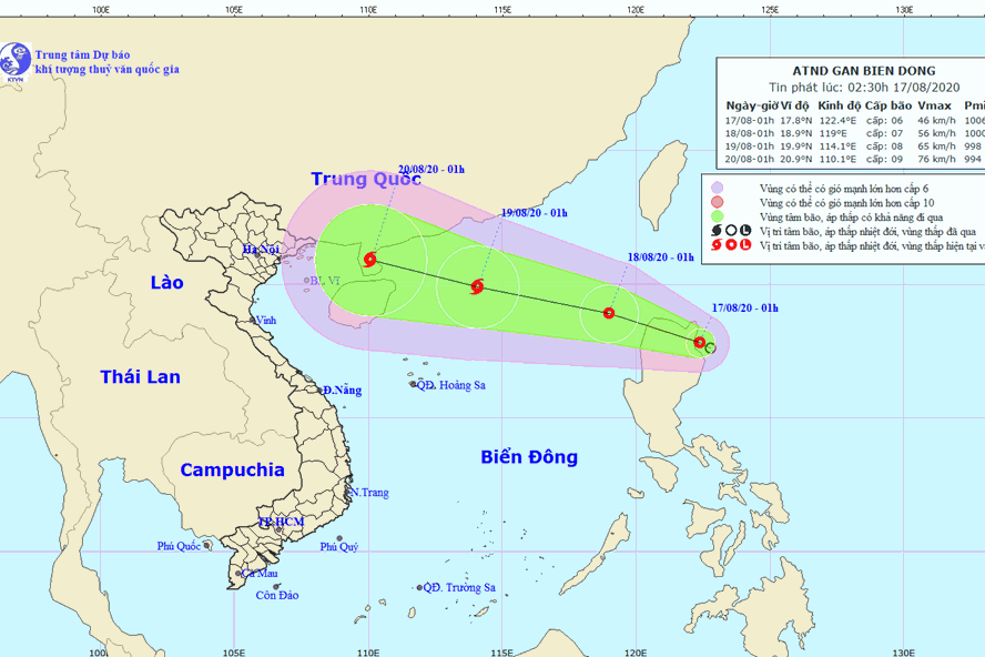 Mới nhất: Xuất hiện áp thấp nhiệt đới giật cấp 8 áp sát Biển Đông