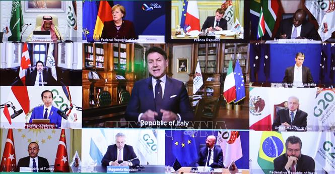 Thủ tướng Italy Giuseppe Conte phát biểu. Ảnh: Thống Nhất/TTXVN  
