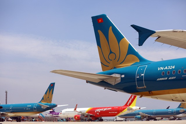 Máy bay của các hãng hàng không tại sân bay Nội Bài. (Ảnh: TTXVN)