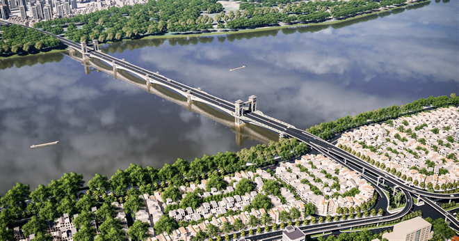 Mặt bằng tổng thể của cầu Trần Hưng Đạo sắp xây dựng ở Hà Nội (Ảnh: TEDI).