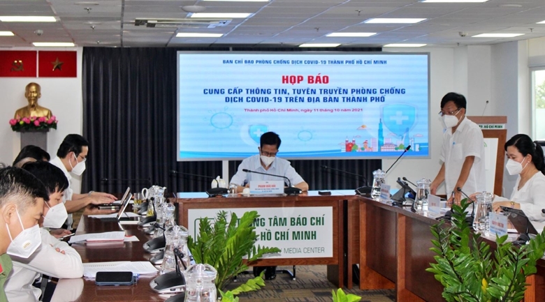 TP Hồ Chí Minh tổ chức họp báo cung cấp thông tin về tình hình dịch bệnh COVID-19 trên địa bàn vào chiều 11/10.