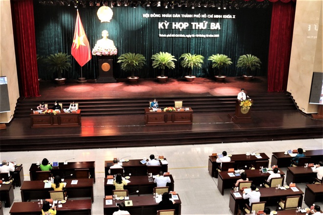 Toàn cảnh kỳ họp thứ 3, HĐND TPHCM khóa X, nhiệm kỳ 2021-2026 (Ảnh: HMC).