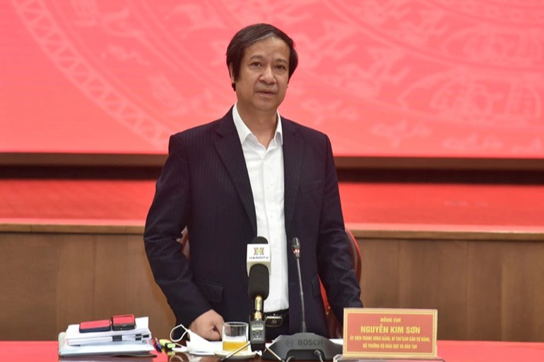 Bộ trưởng Bộ GD&ĐT Nguyễn Kim Sơn phát biểu tại buổi làm việc (Ảnh: Trọng Toàn).