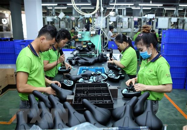 Công nhân tại doanh nghiệp có vốn đầu tư của Đài Loan (Trung Quốc) tại Khu công nghiệp Đại Năng ở Bình Dương. (Ảnh: Danh Lam/TTXVN)