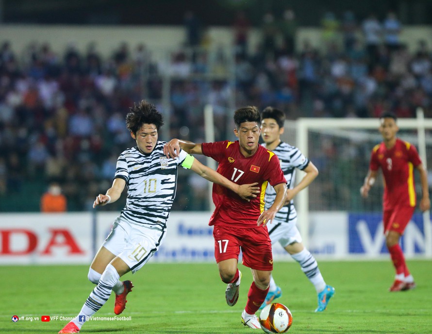 U23 Việt Nam vừa cầm hoà U20 Hàn Quốc 1-1 trong trận đấu chuẩn bị cho SEA Games 31. (ảnh VFF)